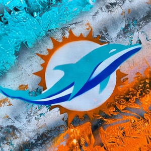 Miami Dolphins Art/ Miami Dolphins Poster/  Spray Paint Art/ Miami Dolphins Gift