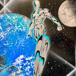 Silver Surfer/ Silver Surfer art/ Silver Surfer Spray Paint Art
