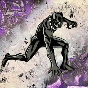 Black Panther art/ Black Panther Spray Paint Art/ Chadwick Boseman/ T&#39;Challa/ Black Panther gift