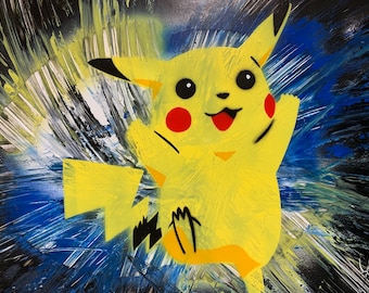 Pikachu/ Pokemon/  Pikachu Spray Paint Art/ Pokemon gift