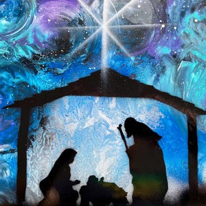 Nativity/ Spray Paint art/ Nativity Art/ Christmas art/ Christian Art