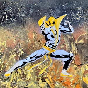 Original Iron Fist Spray Paint Art: Signed, Unframed