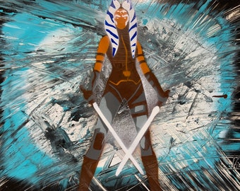 Ahsoka Tano/ Star Wars/ Spray Paint Art/ Ahsoka Tano Art/ Star Wars Art