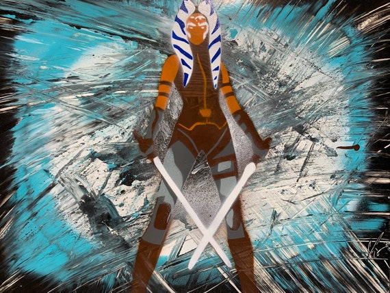 Ahsoka Tano Star Wars Spray Paint Art: Original Signed Painting