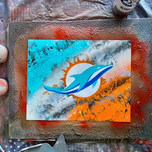 Miami Dolphins Art/ Miami Dolphins Poster/ Spray Paint Art/ Miami ...