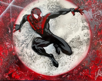 Original Miles Morales Spray Paint Art: Spider-Man Painting