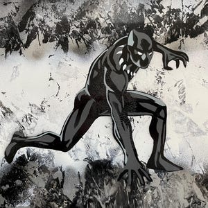 Black Panther Corner Box Painting 80 Cm X 30cm on Canvas by Artist