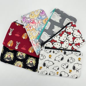 Muppets Waldorf and Statler Lady & the Tramp Hello Kitty Jolies pochettes à fermeture éclair en tissu de coton Sacs de voyage pour maquillage Durable Polyvalent