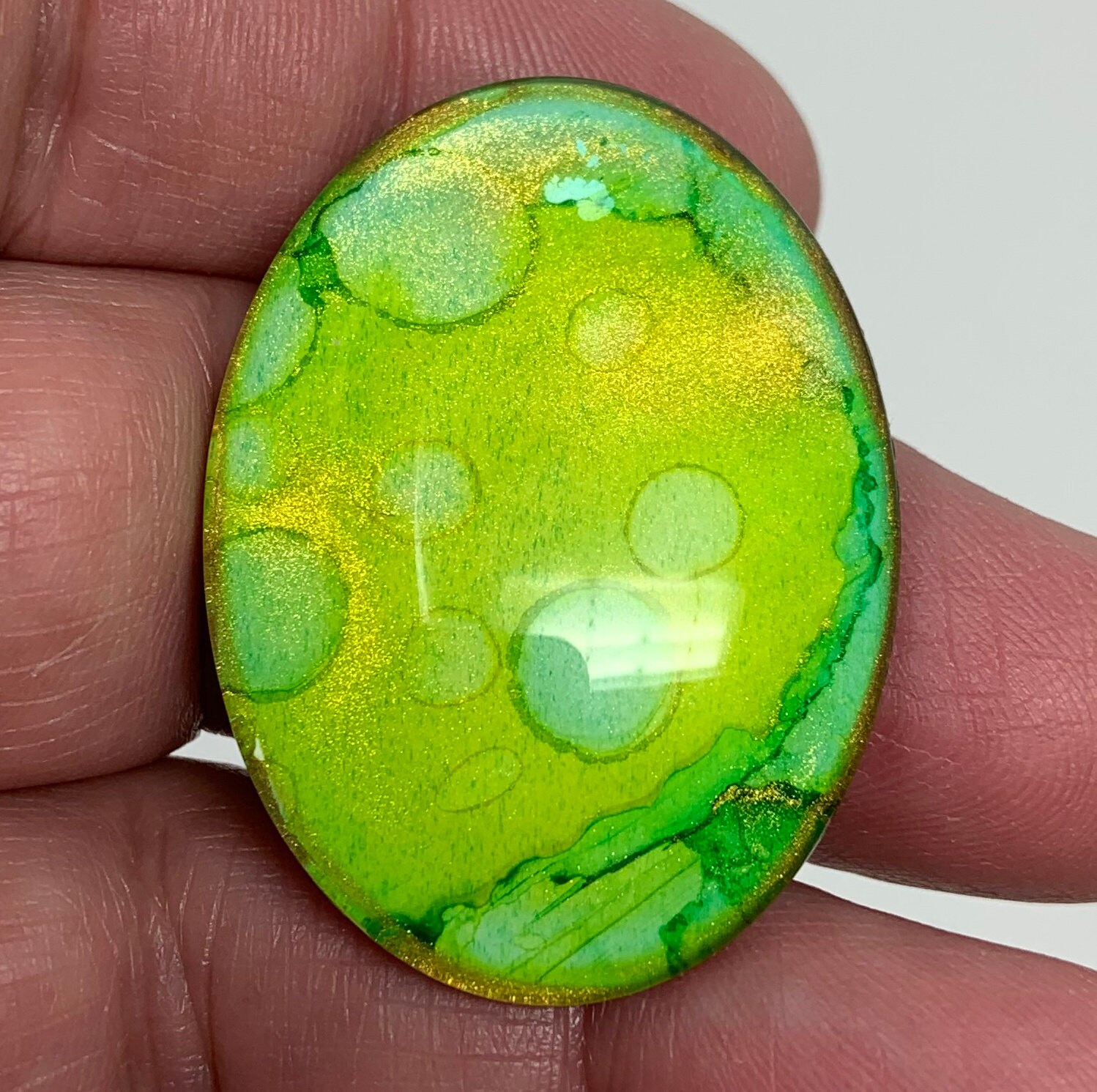 Hand Painted Glass Cabochon 40x30mm Handmade Cab Wire Etsy