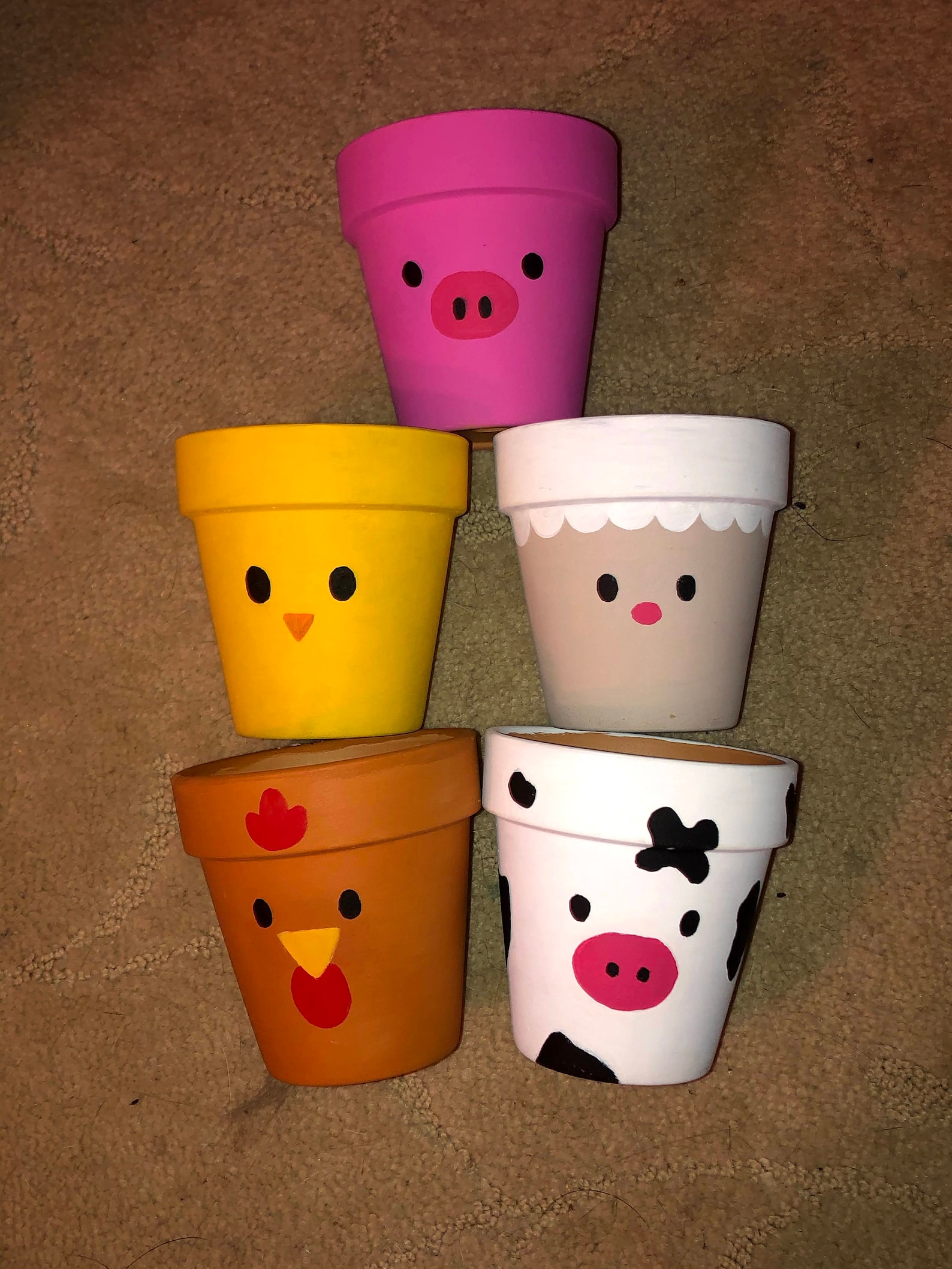 Handpainted Mini Farm Animal Flower Pots Etsy UK