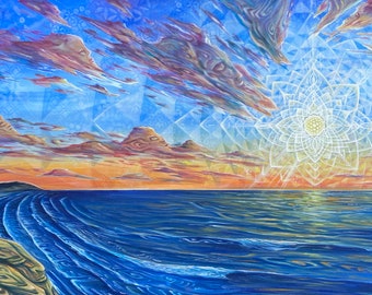 Sonnenuntergang über dem Meer - Giclée Leinwanddruck