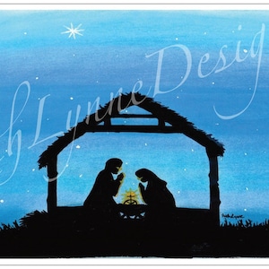 Christmas Cards Set of (8), 5&quot;x7&quot;, Nativity Scene Christmas Card Set, Christmas Cards, Christian Cards, Nativity Art, Christian Art