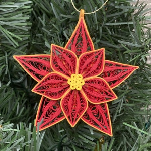Handmade Paper Quilled Red Flower Ornament