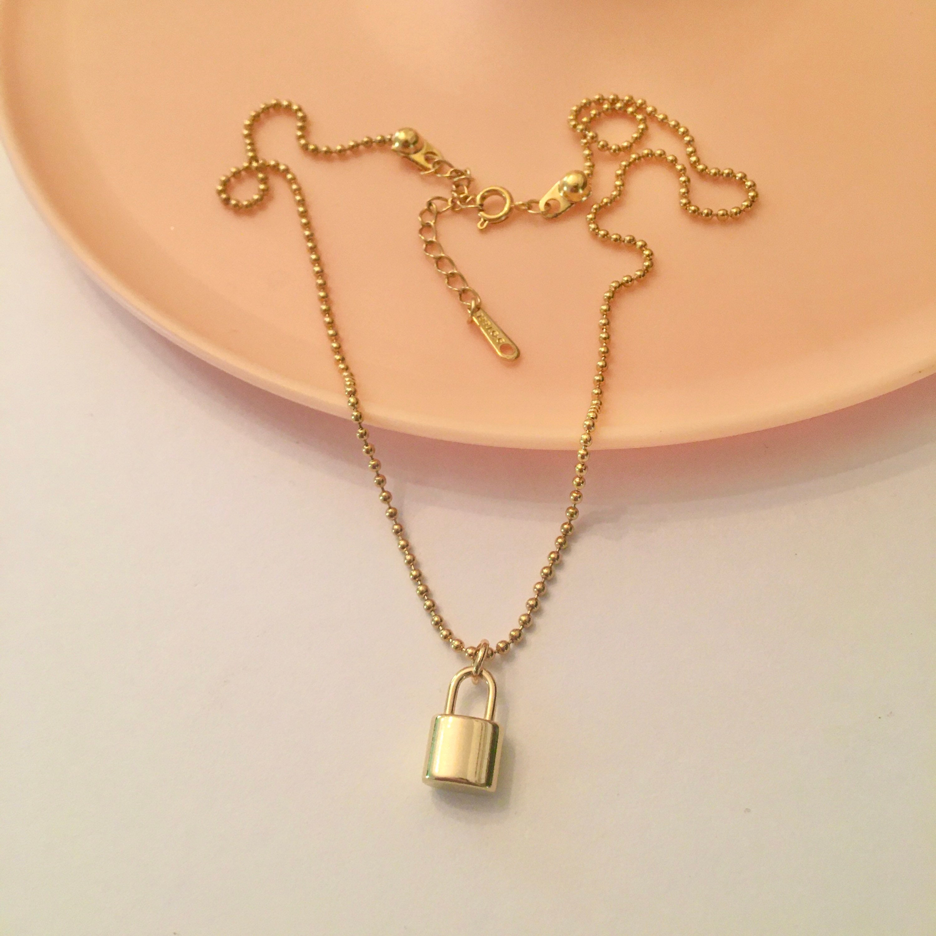 Dainty Gold Lock Necklace