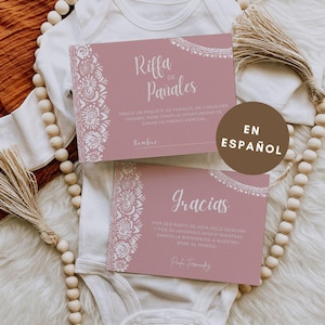 Conjunto de cartões de chá de bebê editáveis em espanhol Cielito Lindo Obrigado Sorteio de fraldas Código QR Livros para bebê Talavera Papel Picado Modelo mexicano