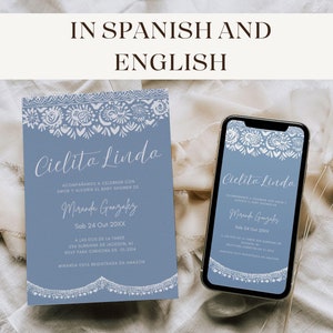 Convite para chá de bebê editável Cielito Lindo em espanhol Tema Talavera Convite digital para chá de bebê Picado Mexicano Modelo de Evite