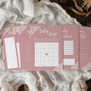 Editable Cielito Lindo Baby Shower Games Bundle Talavera Theme Baby Shower Papel Picado Mexican Template Blush Pink