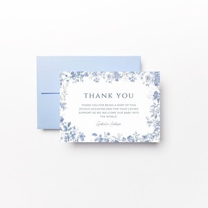 Editable Dusty Blue Baby Shower Invite Set Elegant Chinoiserie Blue Floral Baby Shower Invitation Thank you Card French Toile Evite CL01