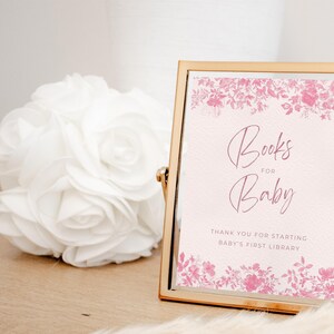 Toile de Jouy roze babyshower tafelborden, blauwe chinoiserie vintage borden bannercanva sjabloon CH02