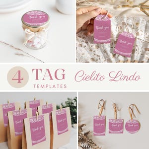 Editable Cielito Lindo Baby Shower Favor Tags Talavera Theme Printable Labels Paper Picado Mexican Round, Square, Rectangular Tags