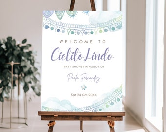 Cielito Lindo Welcome Sign Baby Shower Paper Picado Printable Sign Editable Template 4 Different Sizes Mexican Party