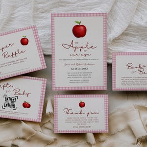 Editable The Apple of Our Eyes Baby Shower Invitation | Apple Party Invites | Diaper Raffle Thank You Apple Picking Invite Fall Baby Shower
