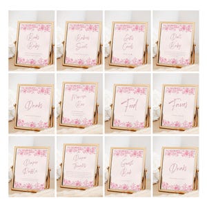 Toile de Jouy roze babyshower tafelborden, blauwe chinoiserie vintage borden bannercanva sjabloon CH02