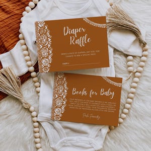 Juego de tarjetas editables Cielito Lindo Boho Baby Shower de 5 x 3,5 pulgadas con temática de Talavera, papel digital, picado mexicano, naranja quemado y neutro
