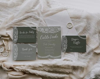 Editable Cielito Lindo Baby Shower Invitation Talavera Theme Baby Shower Digital Invitation Paper Picado Mexican Sage Green Template