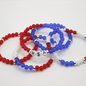 Red White Blue Bead Bracelets | America USA love | Patriotic Bracelets | Merica | Military Support | US Navy Army Marines Air Force