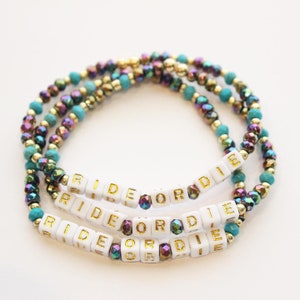 Ride or Die / Pulseras Bestie Best Friend / Pulseras de cuentas / Regalos personalizados / Pulsera de cuentas con nombre personalizado, palabra y letra /