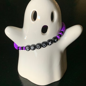 Halloween Beaded Bracelets Halloween Themed Bracelets Bead Word Bracelet Personalized Gift Stackable image 4