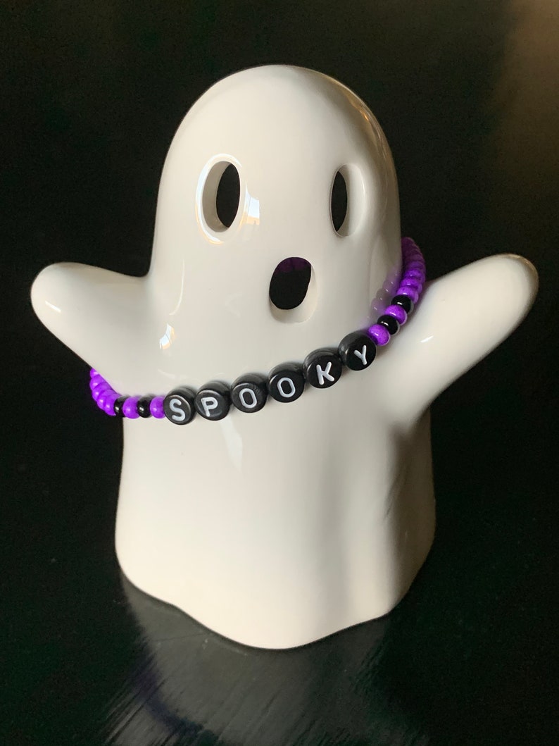 Halloween Beaded Bracelets Halloween Themed Bracelets Bead Word Bracelet Personalized Gift Stackable image 4