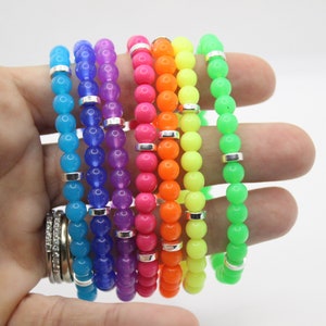 Neon Beaded Bracelet: Custom Name, Word, or Phrase