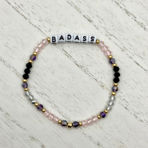 Badass Bracelets | Bead Bracelets | Custom Personalized Gifts | Personalized Name Word Letter Beaded Bracelet |