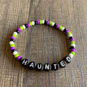 Halloween Beaded Bracelets Halloween Themed Bracelets Bead Word Bracelet Personalized Gift Stackable Haunted