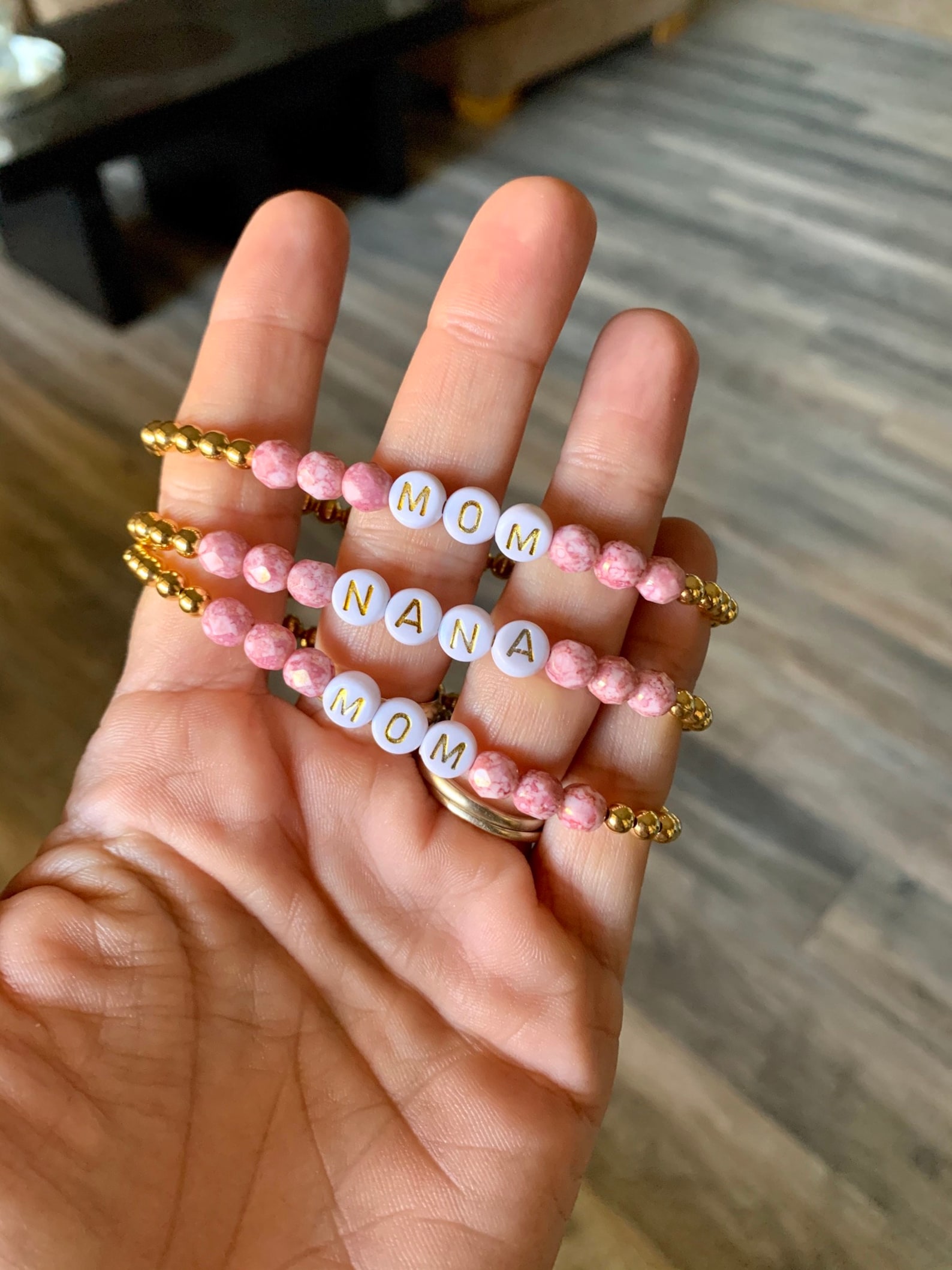 Custom Beaded Name Bracelet Gold Beaded Bracelets Bead Etsy