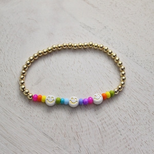BE HAPPY Beaded Bracelets Smiley Face Custom Personalized Gifts ...