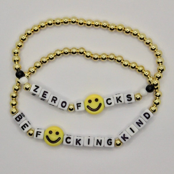 Be Fucking Kind | Zero Fucks | Custom Beaded Bracelets | Personalized Name Word Jewelry | Personalized Gifts | Best Friend Bracelet