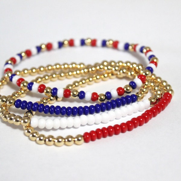 Red White Blue Bead Bracelets | America USA love | Patriotic Bracelets | Merica | Military Support | US Navy Army Marines Air Force