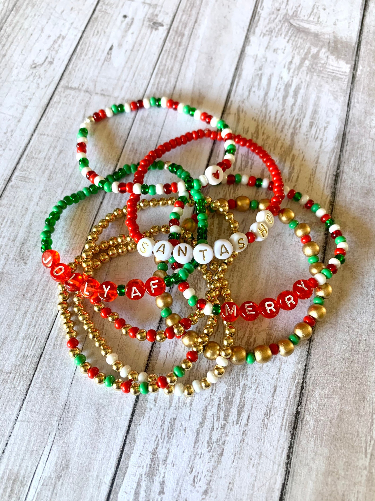 Christmas Themed Bracelets Santas Ho Jolly AF Merry AF - Etsy