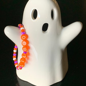 Halloween Beaded Bracelets Halloween Themed Bracelets Bead Word Bracelet Personalized Gift Stackable Lil Boo