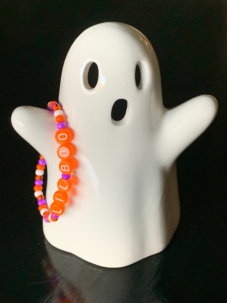 Halloween Beaded Bracelets Halloween Themed Bracelets Bead Word Bracelet Personalized Gift Stackable Lil Boo