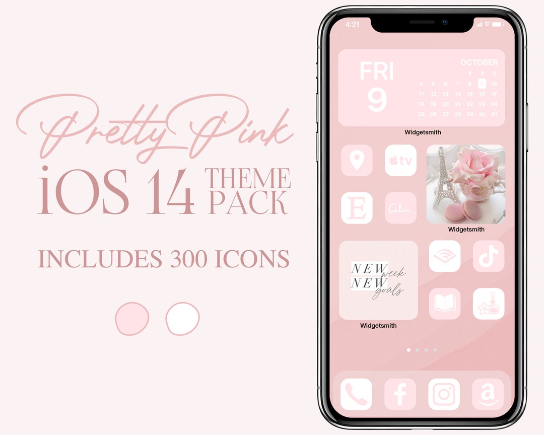 IOS14 Pretty Pink Icon Pack Pink and White iPhone IOS 14 App Etsy México