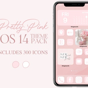 iOS14 Pretty Pink Icon Pack | Pink and White iPhone IOS 14 App Icons Bundle | Aesthetic Home Screen | Widgetsmith