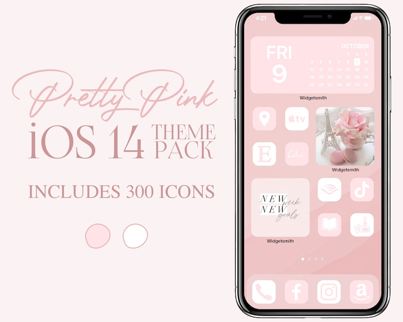 IOS14 Pretty Pink Icon Pack Pink and White iPhone IOS 14