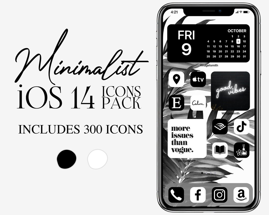 Ios14 Black and White Minimalist Icon Pack B&W iPhone IOS 14 App Icons