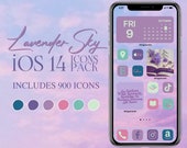 iOS14 Lavender Sky Icon Pack | Purple Pink Blue iPhone IOS 14 App Icons Bundle | Aesthetic Home Screen | Widgetsmith