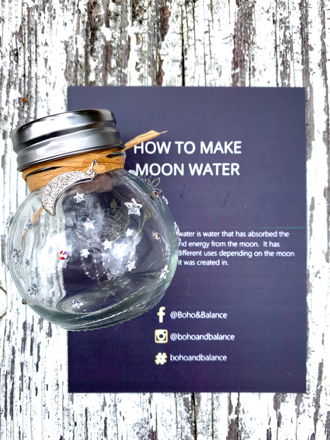 Moon Water Jar With Instructions DYI Moon Water Kit With Crystal