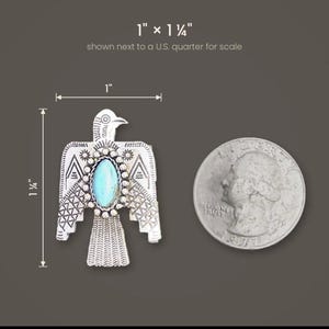 Crystal Car Air Vent Clip | Thunderbird Spirit Animal Totem | Silver w/ Turquoise | Car Protection Crystal | Gemstones Vent Clip image 4